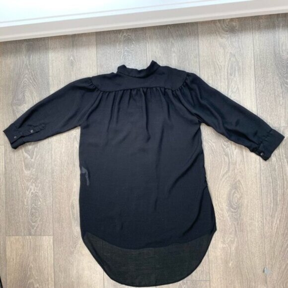Aritzia Wilfred  Blouse 3/4 Length Sleeve Black Button Front Collared Size XXS - Picture 9 of 15